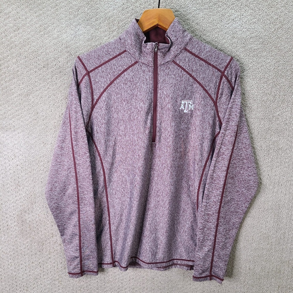Antigua Shirt Womens Large Maroon Texas A&M Quarter Zip Pullover Casual